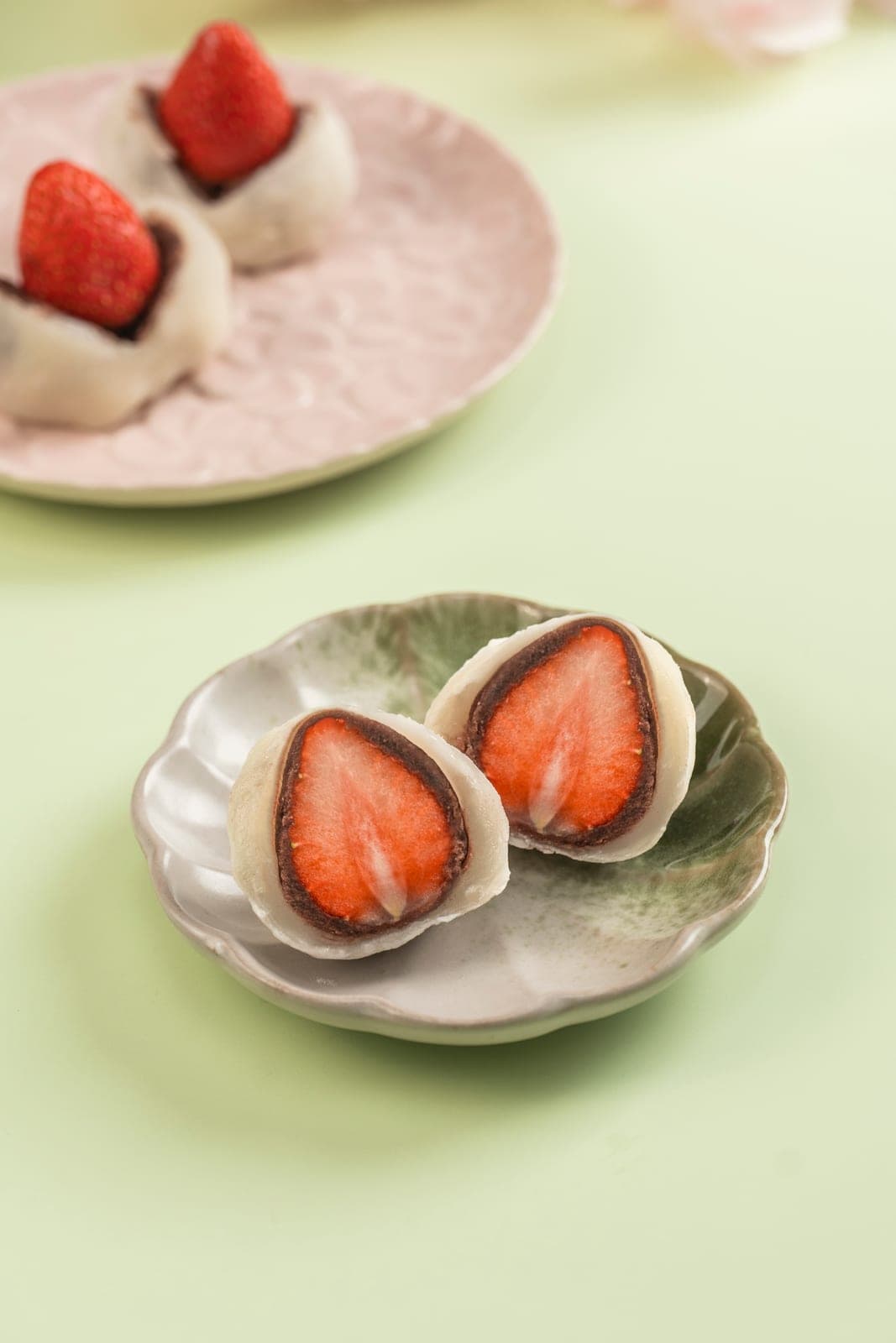 Soft daifuku displayed on a plate
