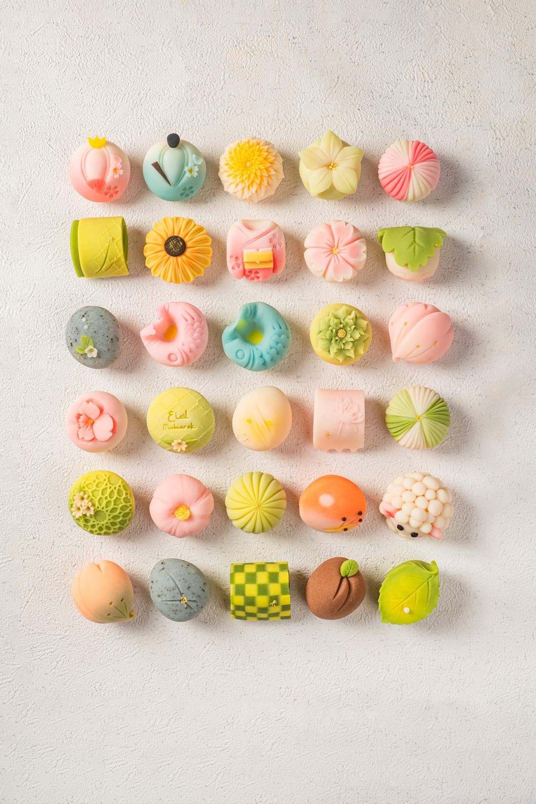 Hand-shaped nerikiri in floral forms