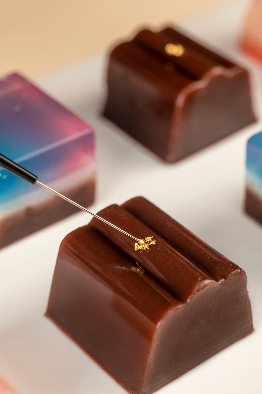 Sliced block of yokan red bean confection
